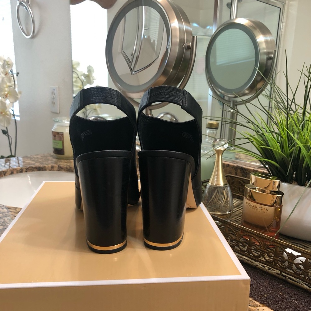 Michael Kors Black Leather Mules with Peep-Toe - Picture 3 of 4